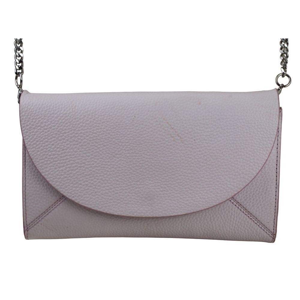 14th & Union PALE PINK GENUINE LEATHER FLAP CHAIN CROSSBODY SHOULDER BAG CLUTCH